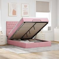 Ottoman bed met matrassen 140x200cm fluweel roze