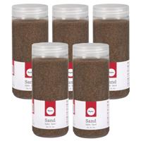 Hobby Fijn decoratie zand korrels - 5x pakjes - bruin - 475 ml - zandkorrels - knutselmateriaal