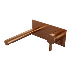 Brauer Copper Edition Wastafelmengkraan inbouw - rechte uitloop links - hendel middel dik - afdekplaat - model E 1 - PVD - geborsteld koper 5-GK-004-S1