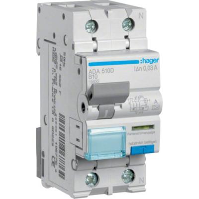 Hager ADA510D ADA510D Aardlekschakelaar/zekeringautomaat 1-fasig B 1-polig 10 A 0.03 A 240 V