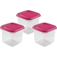 Vershoudbakjes Hega - set van 12x stuks - 0.3 liter - transparant/roze - L8 x B8 x H11 cm Vershoudbakjes Hega - set van 12x stuks - 0.3 liter - transparant/roze - L8 x B8 x H11 cm
