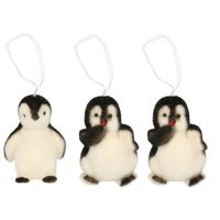 3x Pinguins kerstornamenten kersthangers 9 cm - Kersthangers - thumbnail