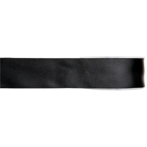 Hobby/decoratie sierlint - satijn - zwart - 1,5 cm/15 mm x 25 meter - cadeaulint