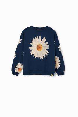 Oversized sweatshirt madeliefjes - BLUE - M