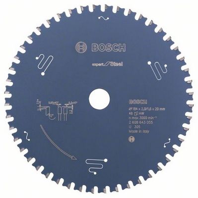 Bosch Accessoires Cirkelzaagblad Expert for Steel 184X2,0X20X48T R-F - 2608643055