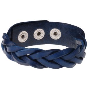 Leren mannen armband Twisted Wrap Vintage Blauw