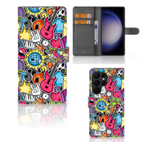 Samsung Galaxy S23 Ultra Wallet Case met Pasjes Punk Rock - thumbnail