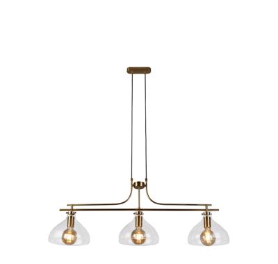 Hanglamp Margarita 3Lt Brass Metal & Clear Glass Hanglamp Margarita 3Lt Brass Metal & Clear Glass