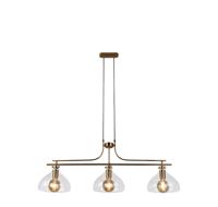 Hanglamp Margarita 3Lt Brass Metal & Clear Glass