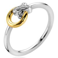 Zinzi ZIR2249 Ring Rond-Kruis zilver-zirconia bicolor Maat 56