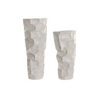 Set van 2 Vazen Home ESPRIT Beige Metaal Modern 20 x 20 x 48 cm 19 x 19 x 48 cm (2 Onderdelen)