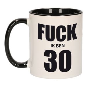 Fuck ik ben 30 mok / beker zwart wit 300 ml - Verjaardag mokken