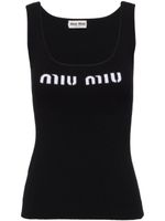 Miu Miu débardeur nervuré à logo en intarsia - Noir