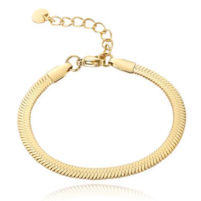 Platte Goudkleurige Dames Schakelarmband met Muntje