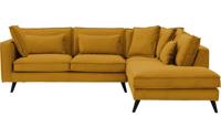 Goossens Bank Suite geel, stof, 3-zits, elegant chic met ligelement rechts Goossens Bank Suite geel, stof, 3-zits, elegant chic met ligelement rechts