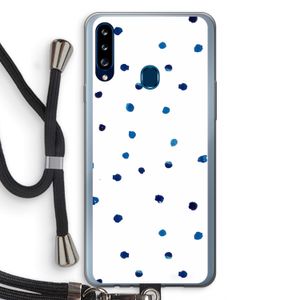 Blauwe stippen: Samsung Galaxy A20s Transparant Hoesje met koord
