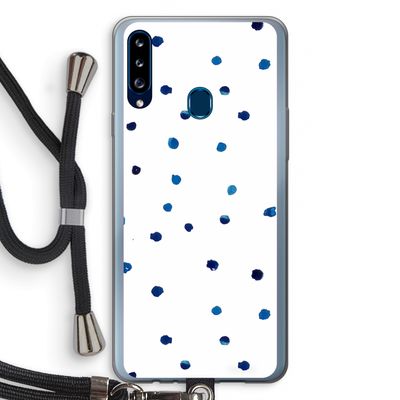 Blauwe stippen: Samsung Galaxy A20s Transparant Hoesje met koord