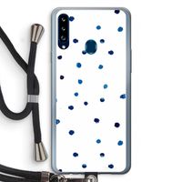 Blauwe stippen: Samsung Galaxy A20s Transparant Hoesje met koord