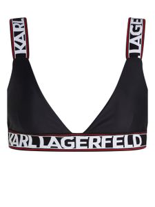 Karl Lagerfeld haut de bikini dos-nu à logo imprimé - Noir