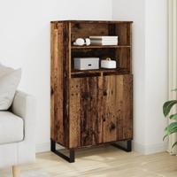 Hoge kast 60x36x110 cm bewerkt hout oud houtkleurig