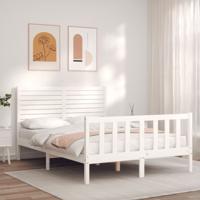 Bedframe zonder matras massief grenenhout wit 140x190 cm