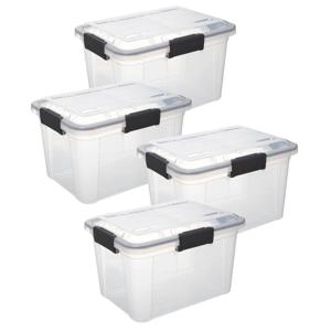 5Five opberg Box met deksel - 4x - Protect - 18 liter - 38 x 29 x 25 cm - kunststof - transparant