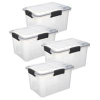 5Five opberg Box met deksel - 4x - Protect - 18 liter - 38 x 29 x 25 cm - kunststof - transparant