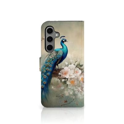 Telefoonhoesje | Met pasjeshouder | voor Samsung Galaxy S24 FE Vintage Pauwen