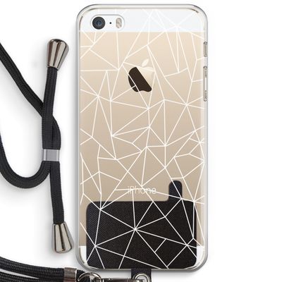 Geometrische lijnen wit: iPhone 5 / 5S / SE Transparant Hoesje met koord