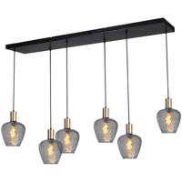 Masterlight 6-lichts hanglamp - goud -Porto met Diamond smoke glazen - 2711-05-02-130-25-65