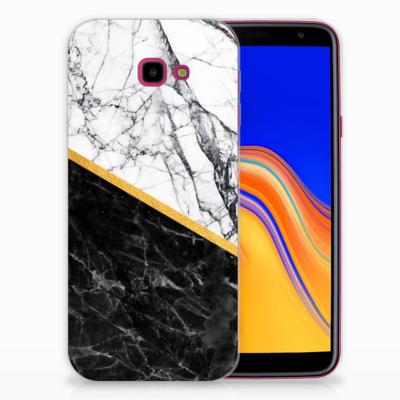 Samsung Galaxy J4 Plus (2018) | TPU | Siliconen hoesje | Marmer Wit Zwart - Origineel Cadeau Man