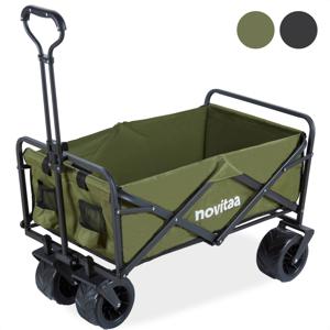 Novitaa Bolderkar - Bolderkar opvouwbaar - 150KG Draagkracht - 100L - Opberghoes - Offroad banden - Polyester - Groen