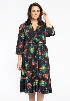 Yoek Jurk met pofmouwen | Zwart | Maat 38/40