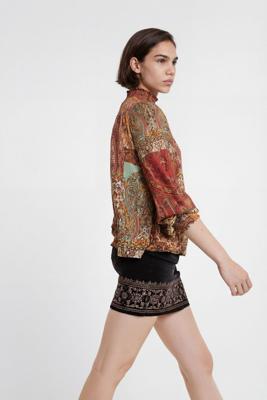 Blouse met Marokkaanse print en lurexgaren - WHITE - XL Blouse met Marokkaanse print en lurexgaren - WHITE - XL