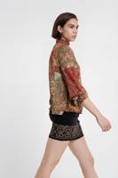 Blouse met Marokkaanse print en lurexgaren - WHITE - XL