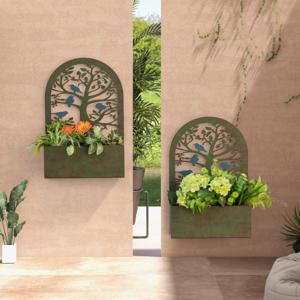 Plantenbakken Hangende en Vrijstaand Wandbloembak met Spalier en Haken Decoratief Verhoogd Bed Tuin/ Balkon/Veranda (Patroonboom)