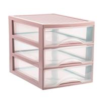 Ladekastje bureau organizer - 3 lades - roze/transparant - L26 x B35 x H27 cm - kunststof
