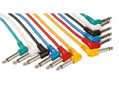 Set patchkabels jack 6.35 mm mannelijk 90 graden naar jack 6.35 mm mannelijk 90 graden mono 1 m 6 st. - Velleman
