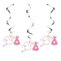 Hangdecoratie its a girl 6x stuks meisje geboren decoraties   -