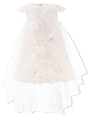 Tulleen robe superposée Solana à fleurs - Blanc