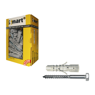 pgb-Europe SMART | plug nylon + DIN 571 Ø 8x120 NZN | 15 st SM0PZSN0112080120E