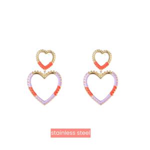 Day&Eve Oorbellen Double Heart Coral | Goud