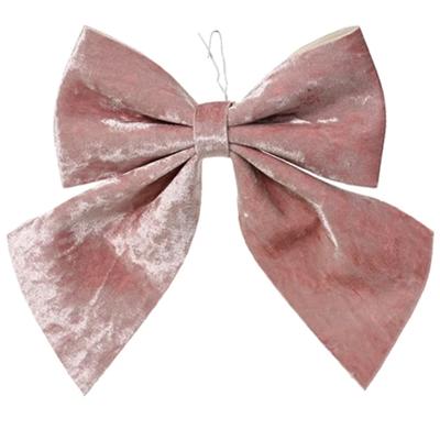 Kerstornamenten strikken - 2x - velvet roze - 12 x 13 cm - kerstboomstrikjes