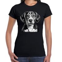 Cadeau/verkleed T-shirt dames - zwart - Beagle hond - hondenliefhebber