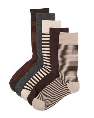 HEMA Herensokken Strepen - 5 Paar Taupe (taupe)