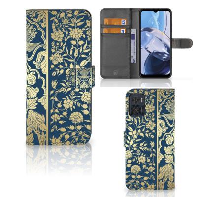 Motorola Moto E22 | E22i Hoesje Beige Flowers | Portemonnee hoesje