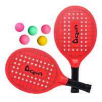 Atosa sports Beachball set - hout - rood - strand sport speelset - met 5x balletjes - thumbnail