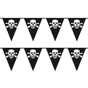 Piraten vlaggenlijn - 2x - zwart - 10 meter - plastic - feestversiering - piratenversiering