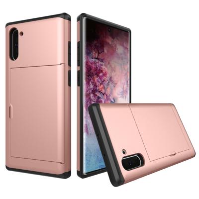 Schokbestendig robuuste Armor beschermende case met kaartsleuf voor Galaxy Note 10 (Rose goud)