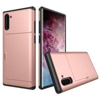 Schokbestendig robuuste Armor beschermende case met kaartsleuf voor Galaxy Note 10 (Rose goud)